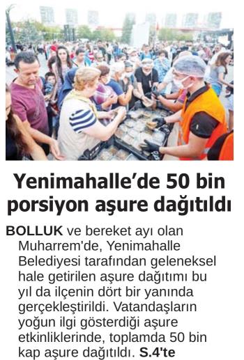 YENİMAHALLE'DE 50 BİN PORSİYON AŞURE DAĞITILDI
